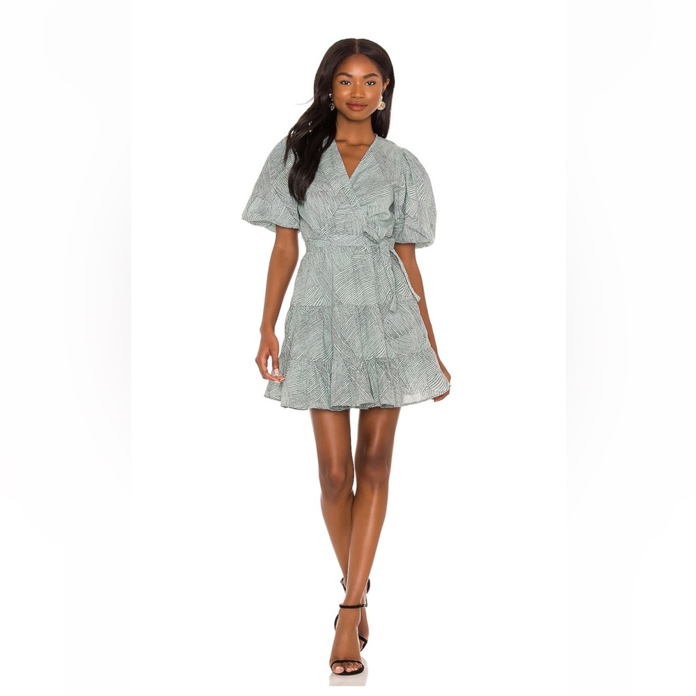 Karina Grimaldi Puff Sleeve Mini Wrap Dress